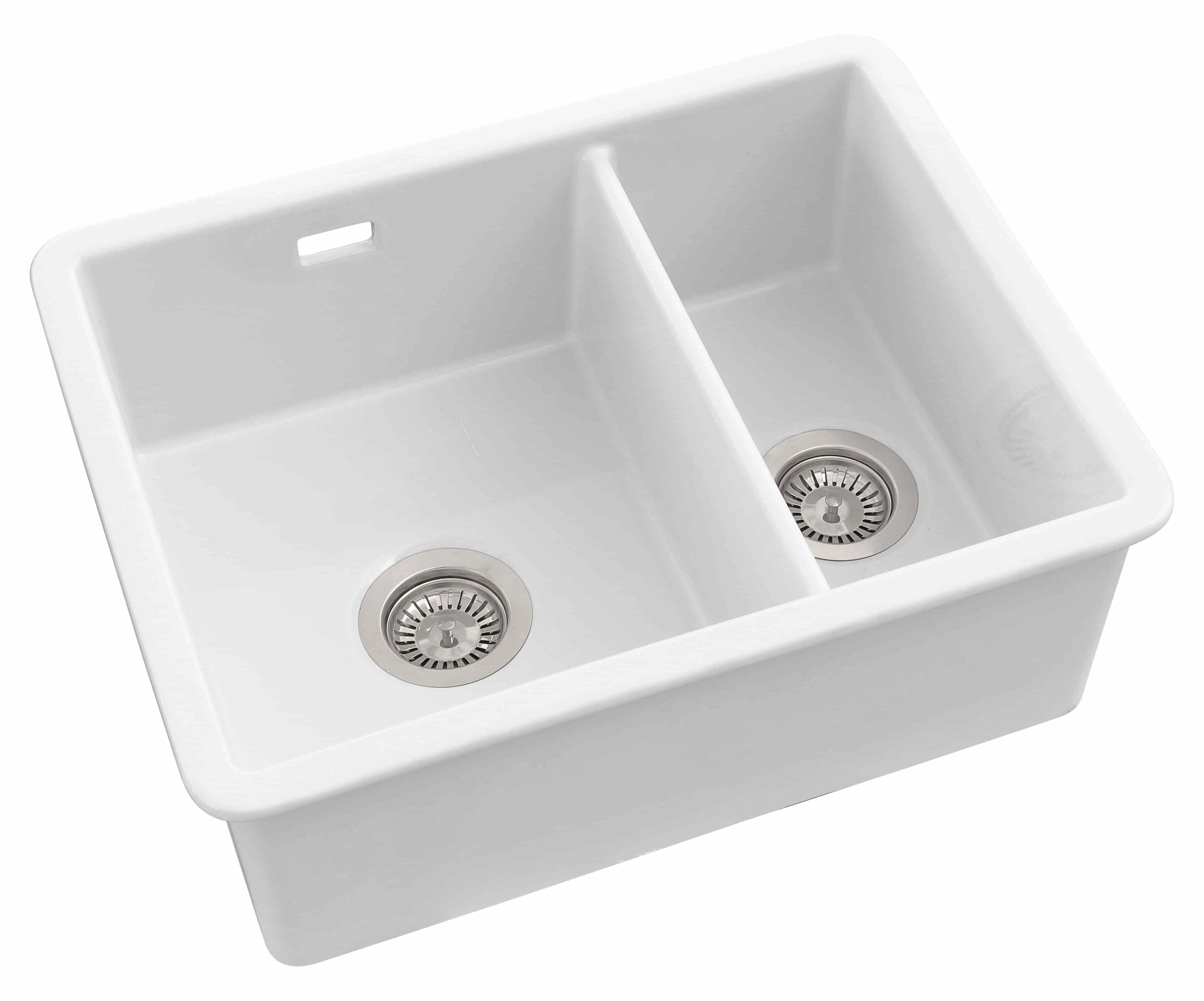 White Ceramic Undermount 1 1/2 Bowl Sink